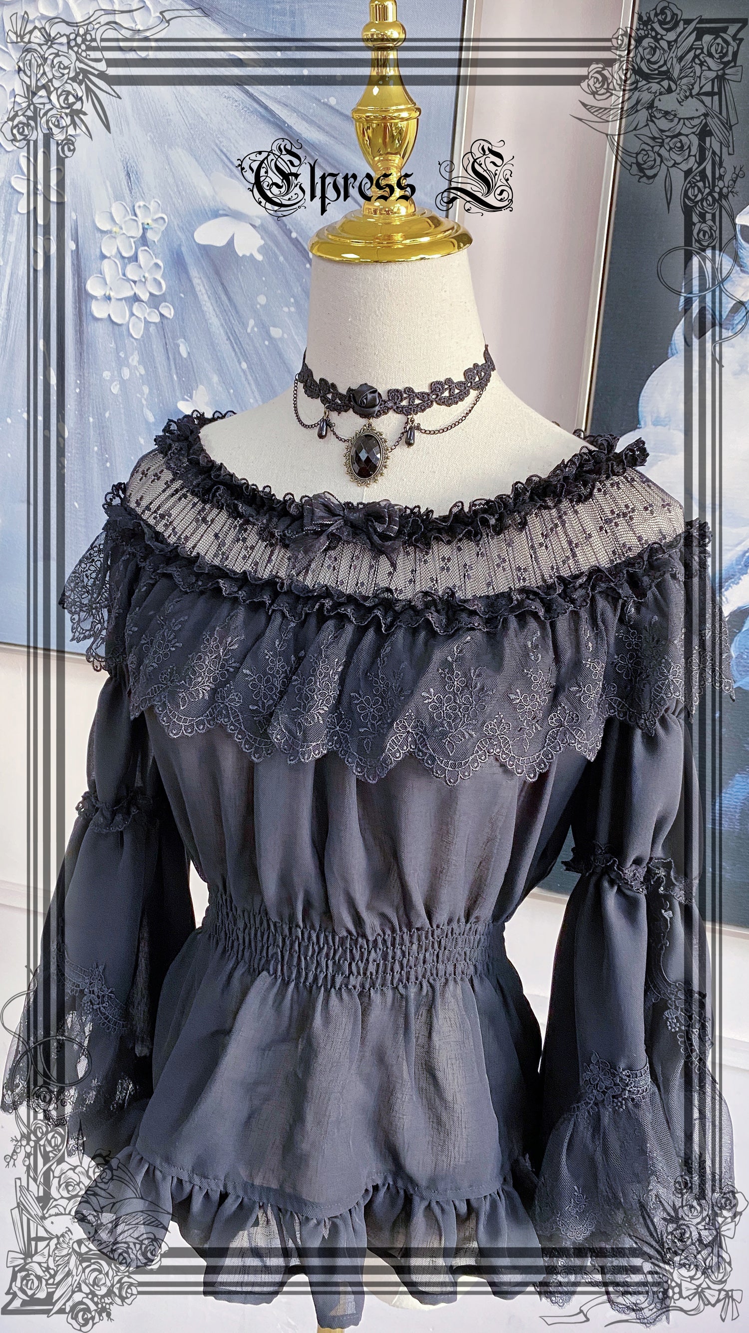 Universal Black White Chiffon Lolita Blouse - Image 10
