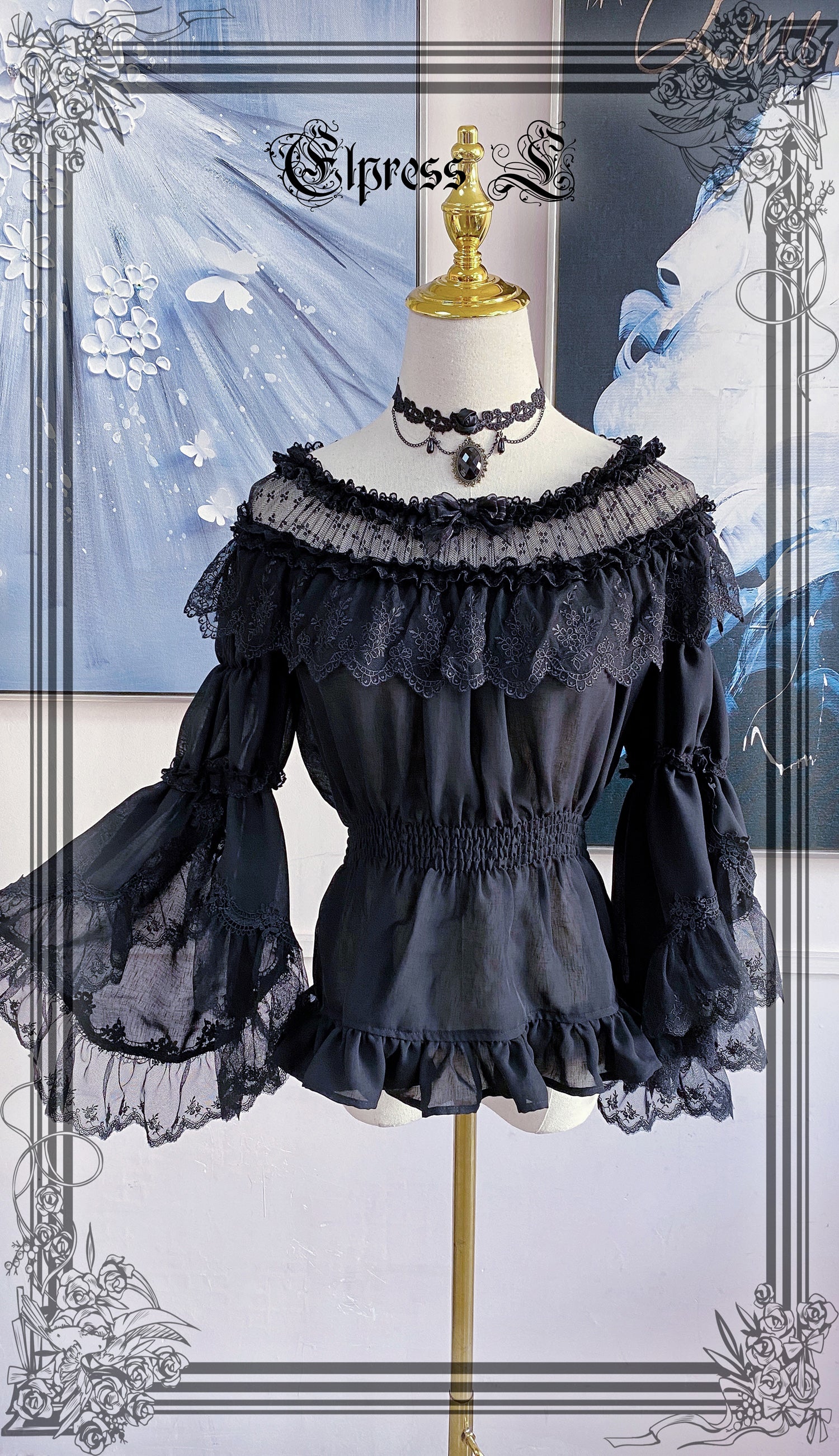 Universal Black White Chiffon Lolita Blouse - Image 2