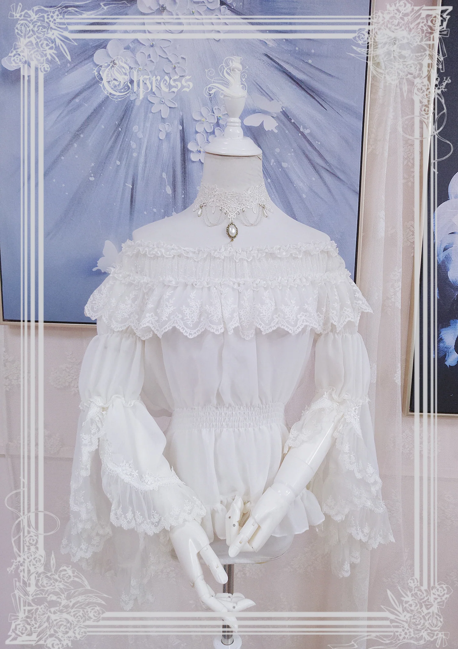 Universal Black White Chiffon Lolita Blouse - Image 3