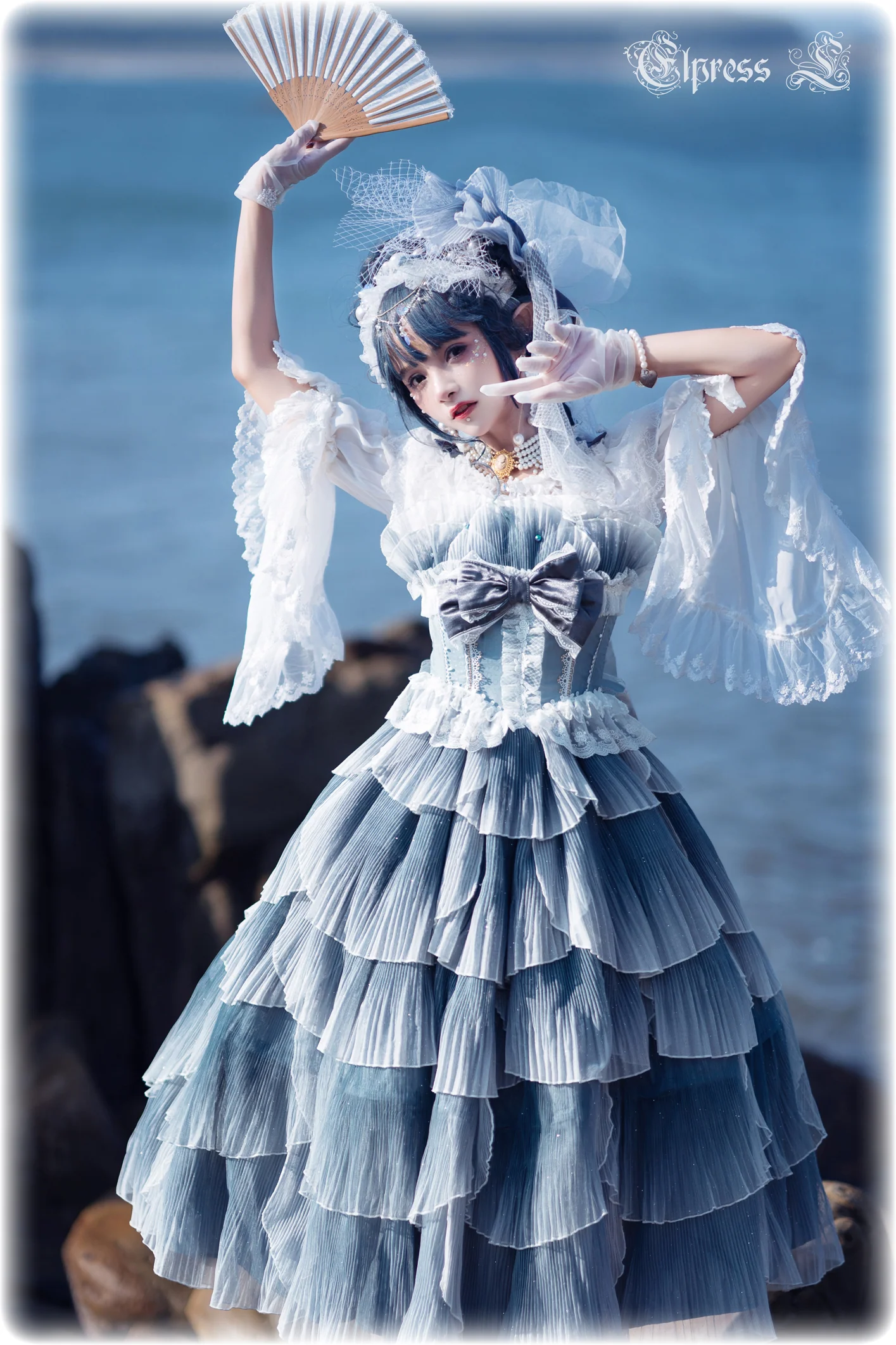 Universal Black White Chiffon Lolita Blouse - Image 7