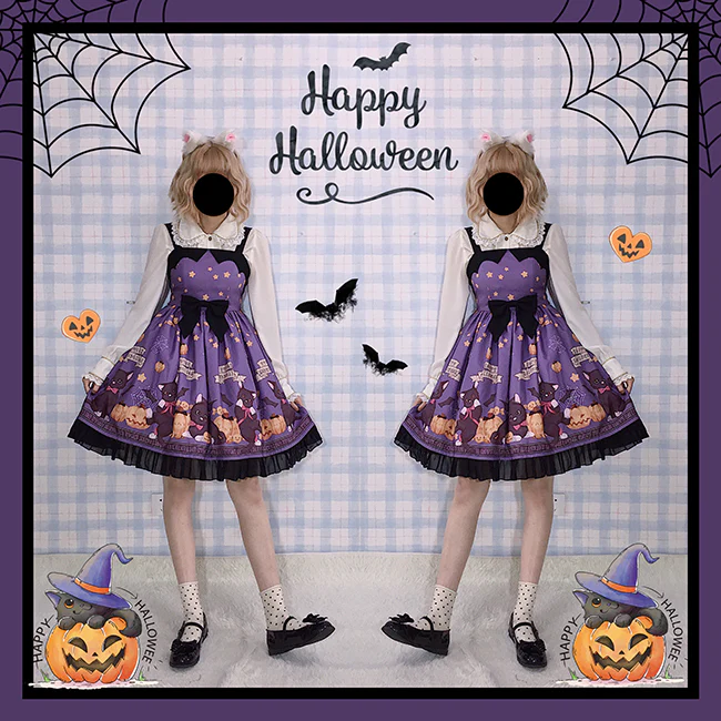 Cheese Cocoa - Vampire Cat - Normal Waist Lolita Halloween JSK Dress - Image 8