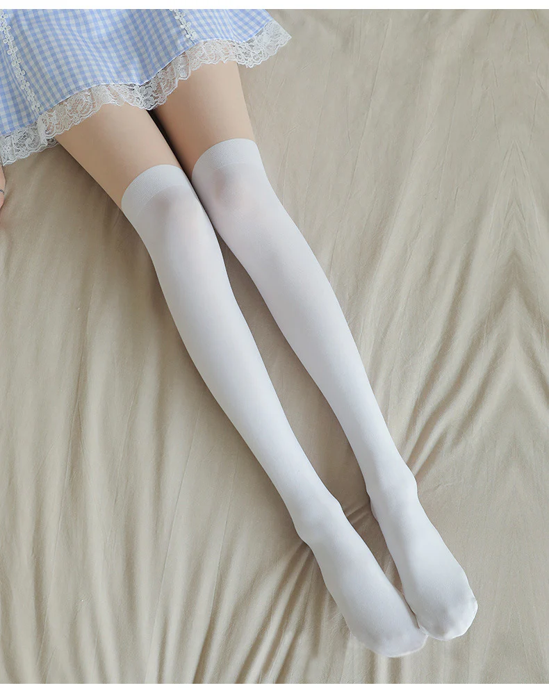 Velvet Solid Summer Lolita Calf Socks Knee Socks - Image 5