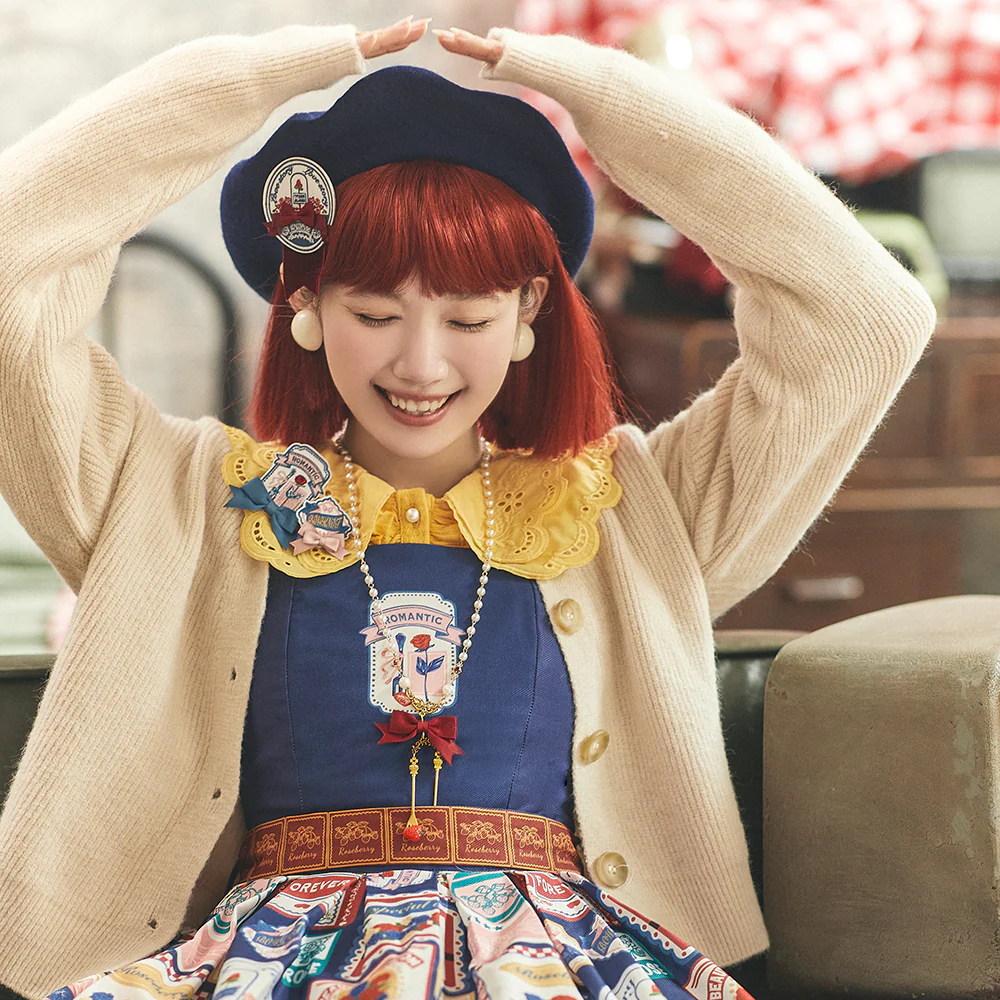 Strawberry Rose - Vintage American Casual Lolita Jumper Dress - Image 7