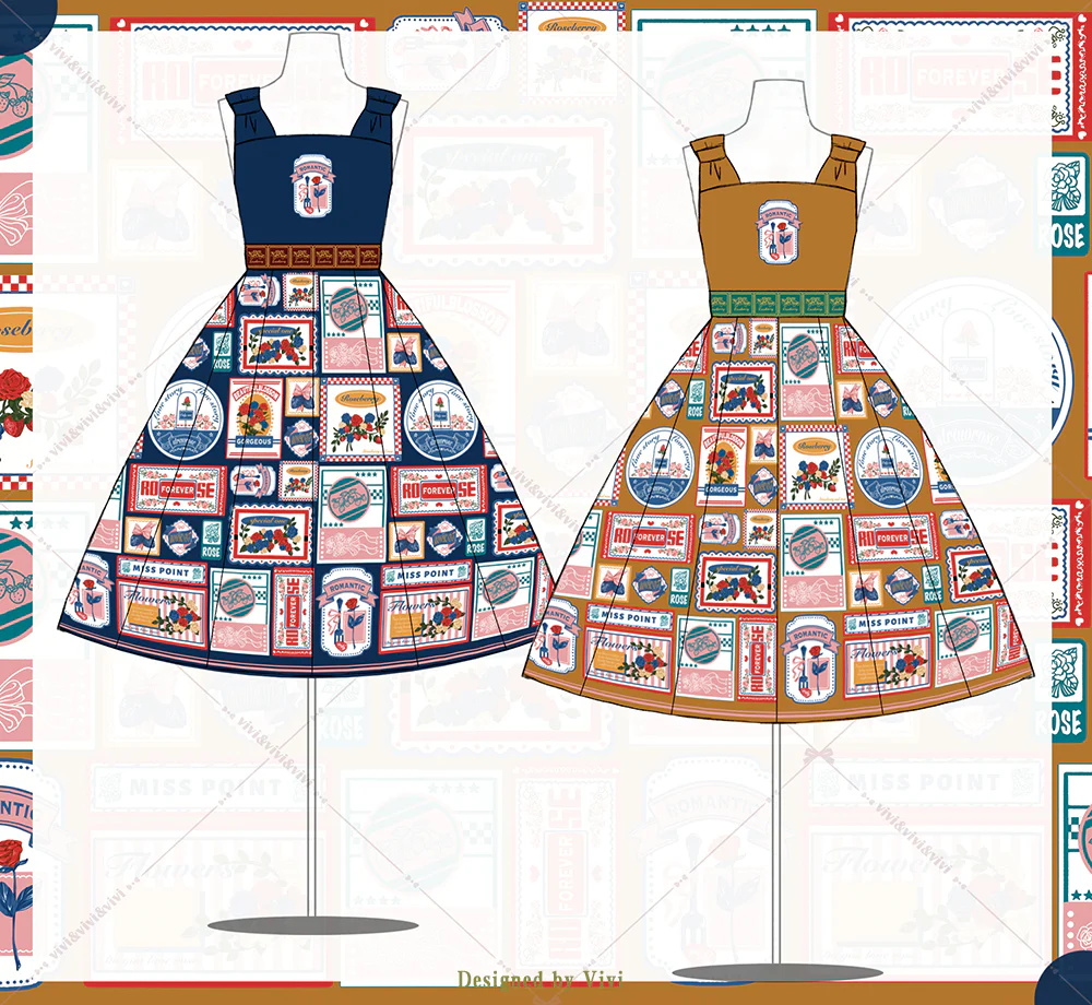 Strawberry Rose - Vintage American Casual Lolita Jumper Dress - Image 9