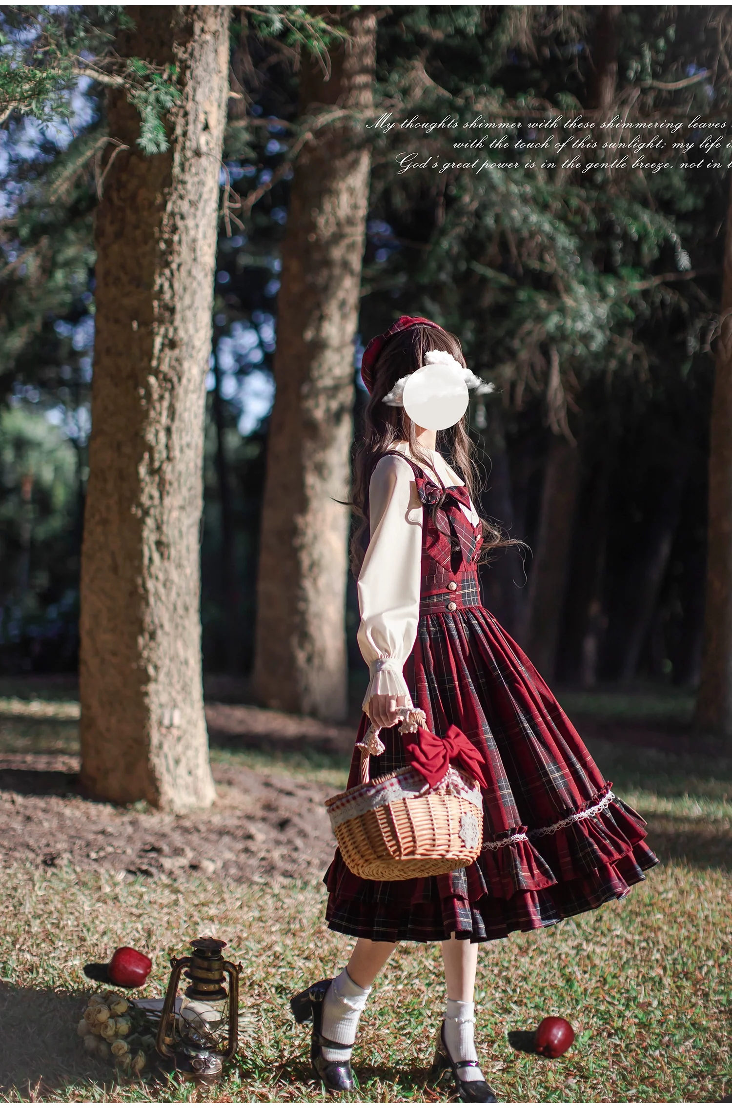 HuTaoMuJK - Little Red Riding Hood - Vintage Lolita Cape & JSK Dress Set - Image 10
