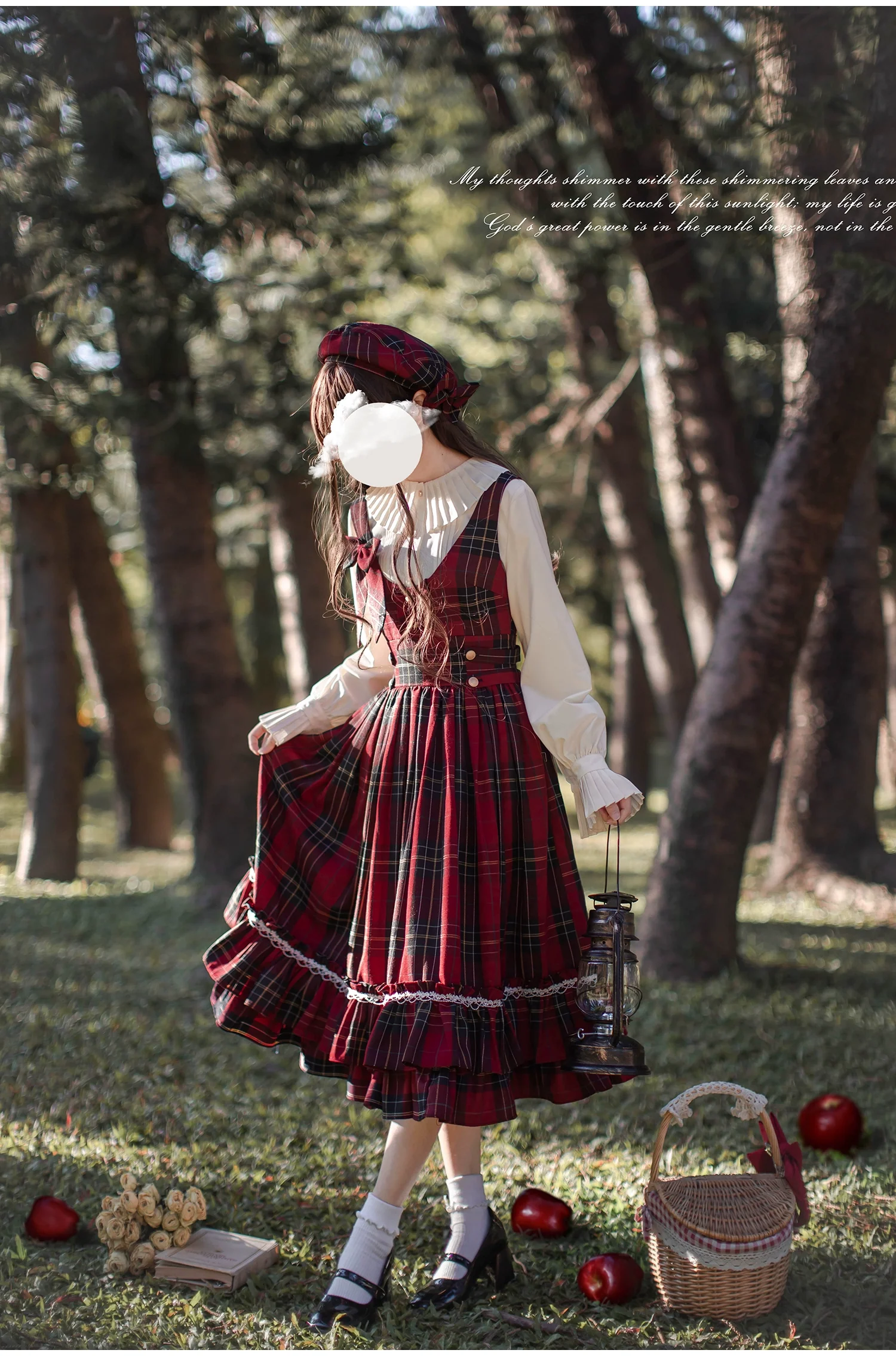 HuTaoMuJK - Little Red Riding Hood - Vintage Lolita Cape & JSK Dress Set - Image 11