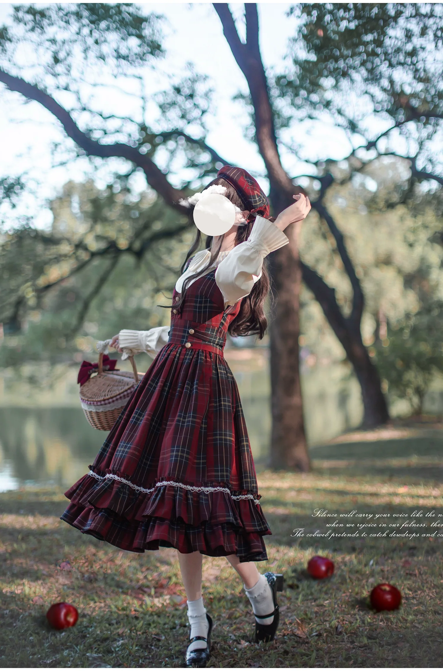 HuTaoMuJK - Little Red Riding Hood - Vintage Lolita Cape & JSK Dress Set - Image 12