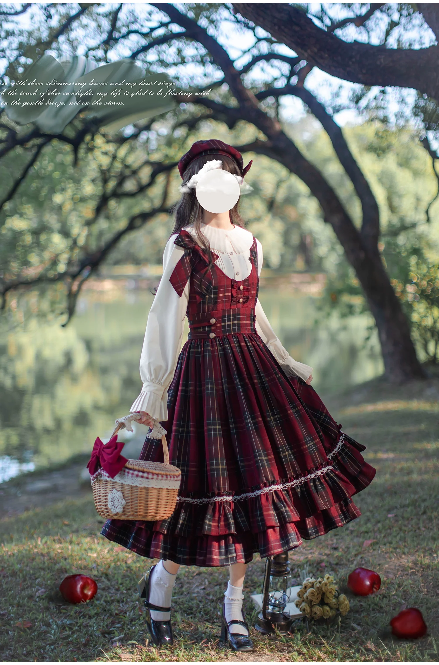 HuTaoMuJK - Little Red Riding Hood - Vintage Lolita Cape & JSK Dress Set - Image 2