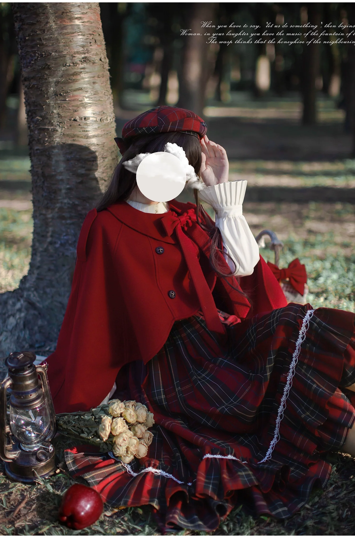 HuTaoMuJK - Little Red Riding Hood - Vintage Lolita Cape & JSK Dress Set - Image 6