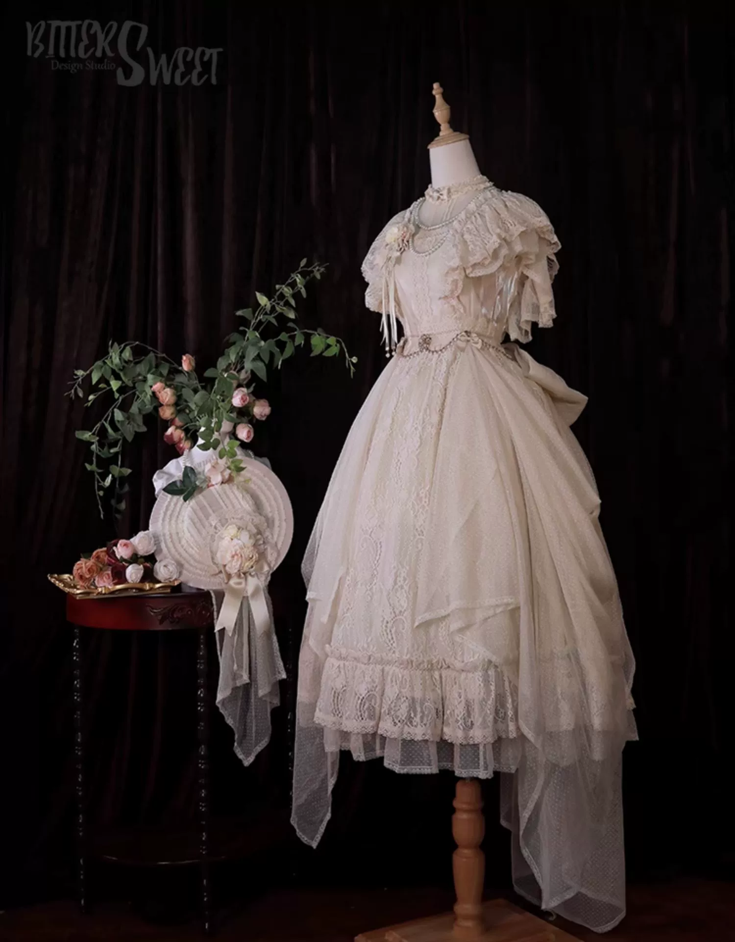 BittterSweet - Vintage Lolita OP Dress, Lace Long Dress - Image 19