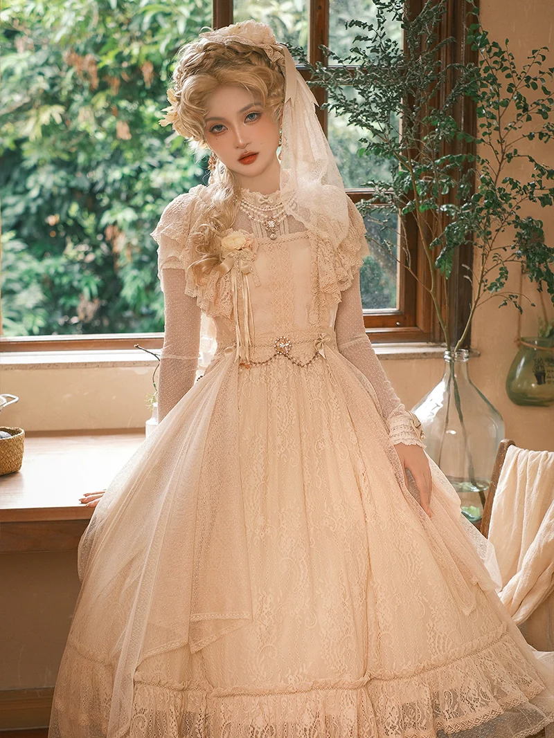 BittterSweet - Vintage Lolita OP Dress, Lace Long Dress - Image 3