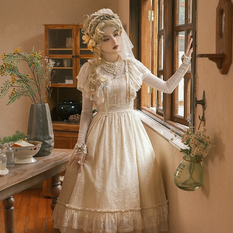 BittterSweet - Vintage Lolita OP Dress, Lace Long Dress - Image 5