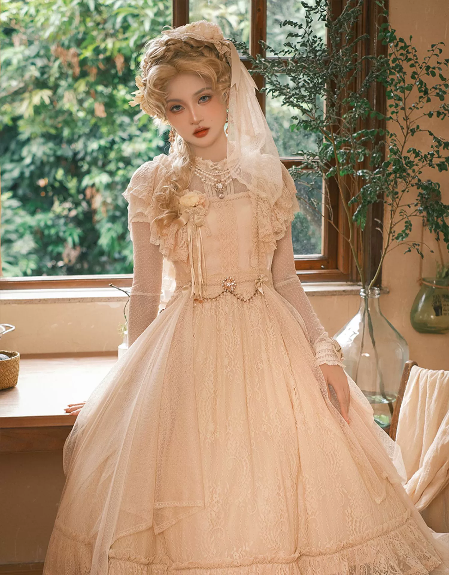 BittterSweet - Vintage Lolita OP Dress, Lace Long Dress - Image 6