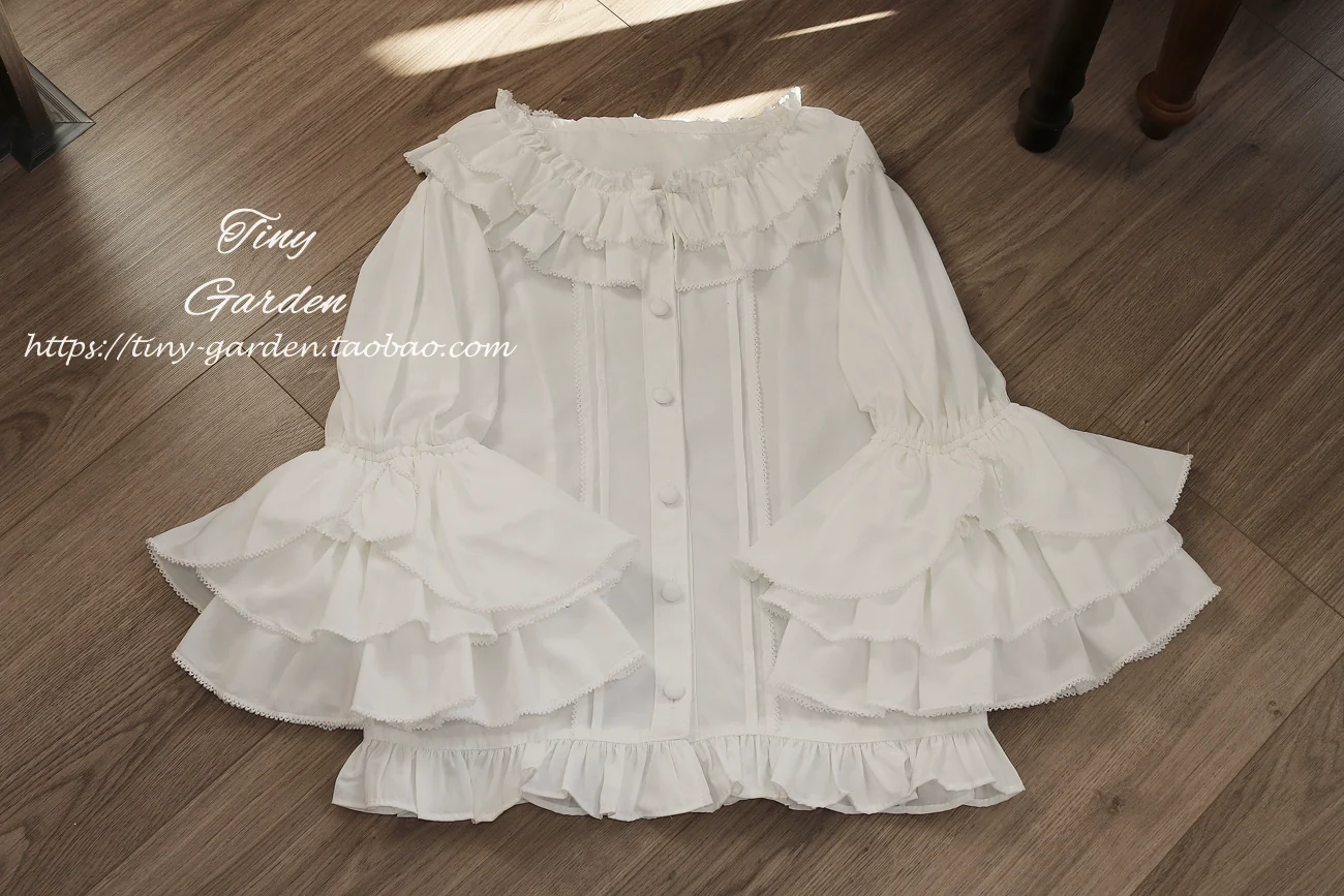 Summer Breeze 2.0 - Vintage Lolita Shirt Round Ruffled Collar/Princess Sleeves - Image 9