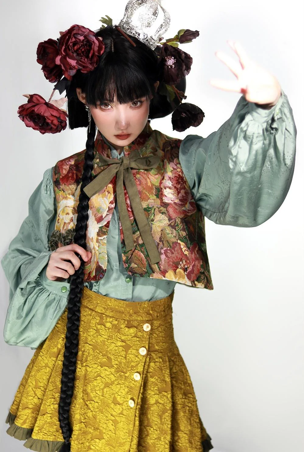 Gilded Age - Vintage Lolita Vest Suit Oil Painting Style Skirt Coat - Image 11