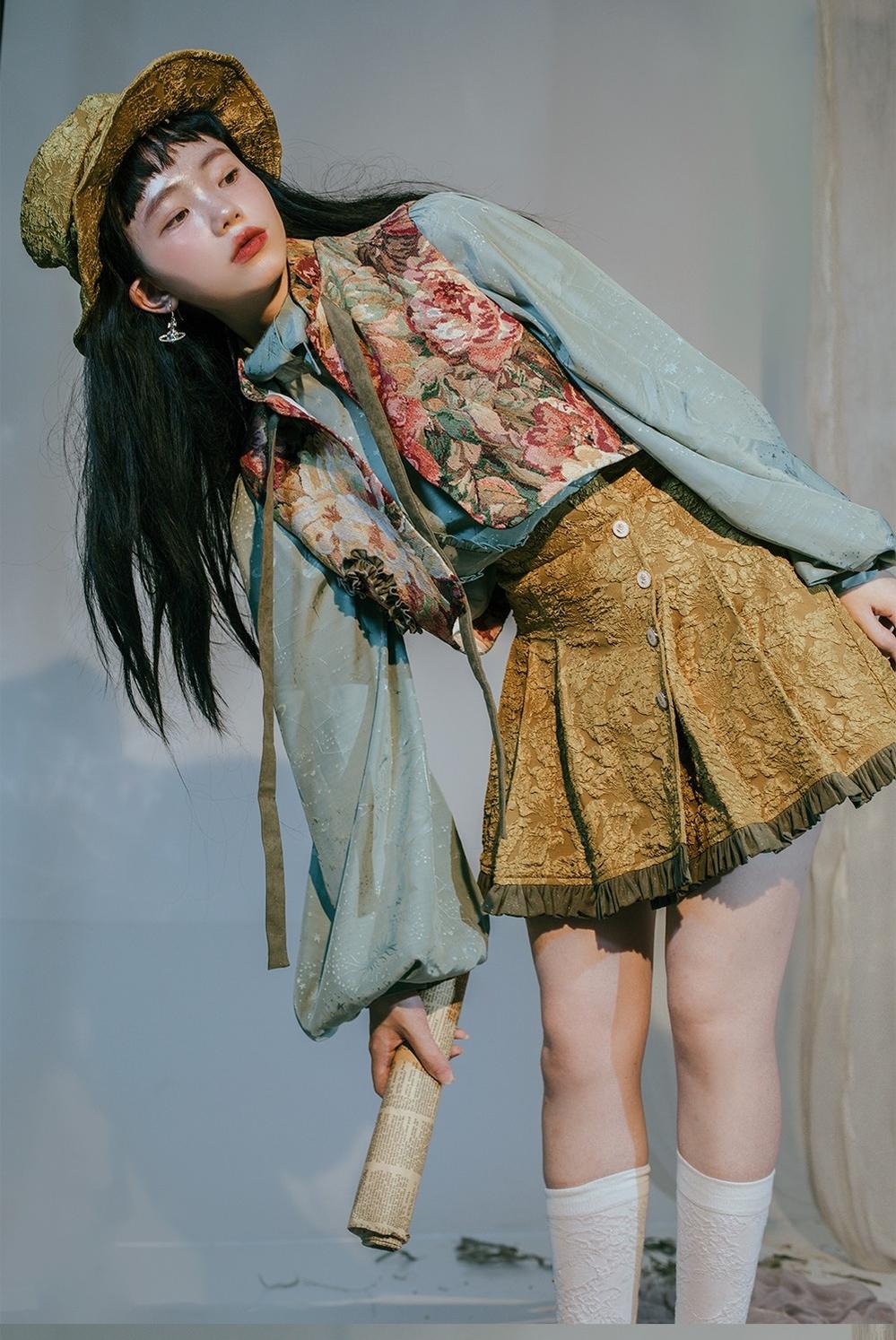 Gilded Age - Vintage Lolita Vest Suit Oil Painting Style Skirt Coat - Image 13