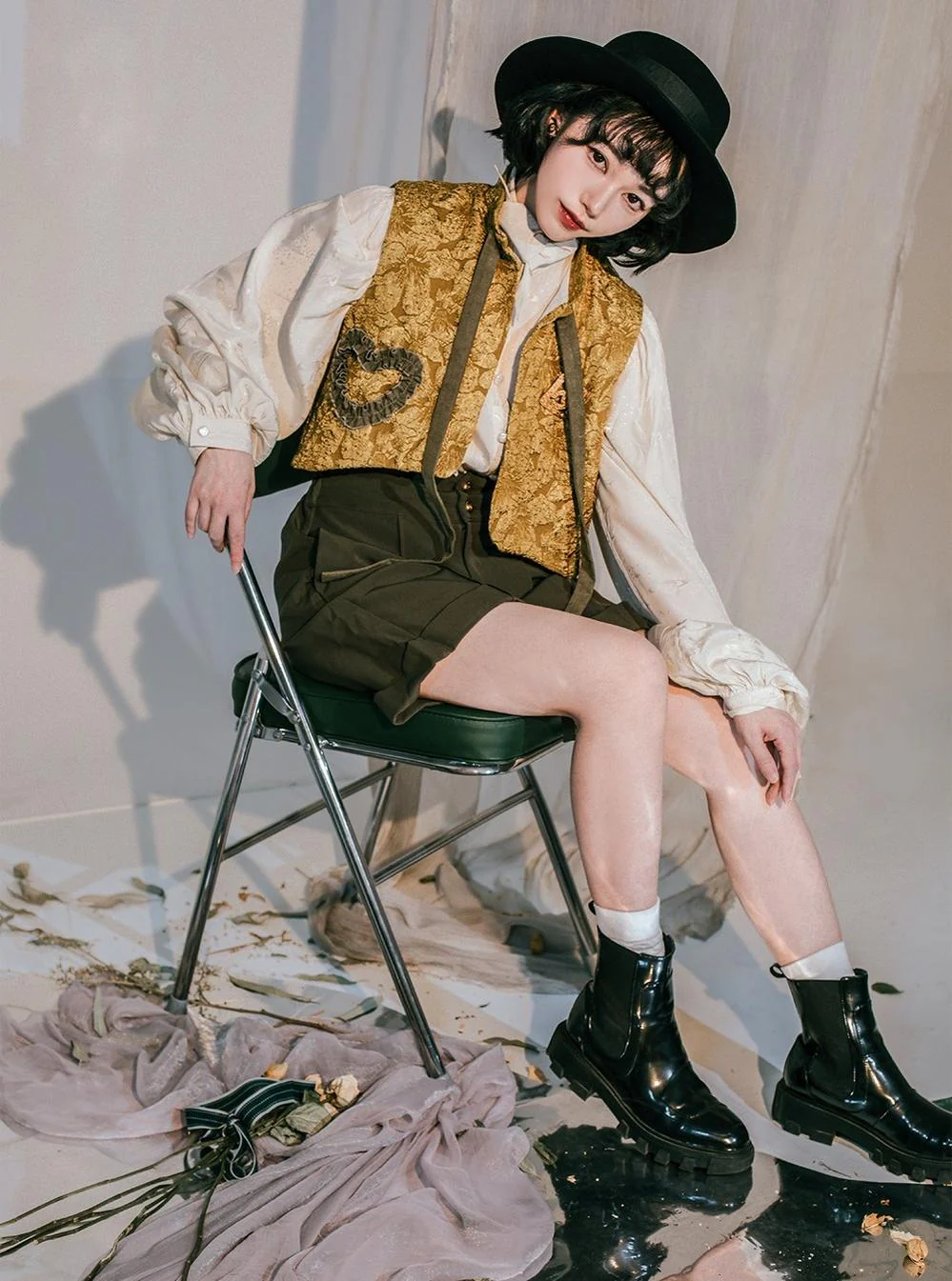 Gilded Age - Vintage Lolita Vest Suit Oil Painting Style Skirt Coat - Image 15