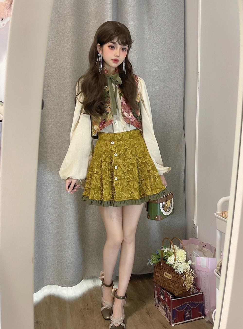 Gilded Age - Vintage Lolita Vest Suit Oil Painting Style Skirt Coat - Image 21
