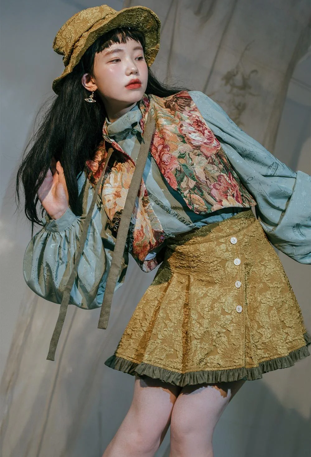 Gilded Age - Vintage Lolita Vest Suit Oil Painting Style Skirt Coat - Image 3