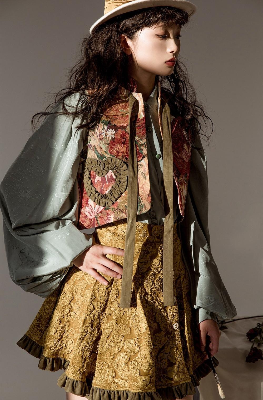 Gilded Age - Vintage Lolita Vest Suit Oil Painting Style Skirt Coat - Image 4