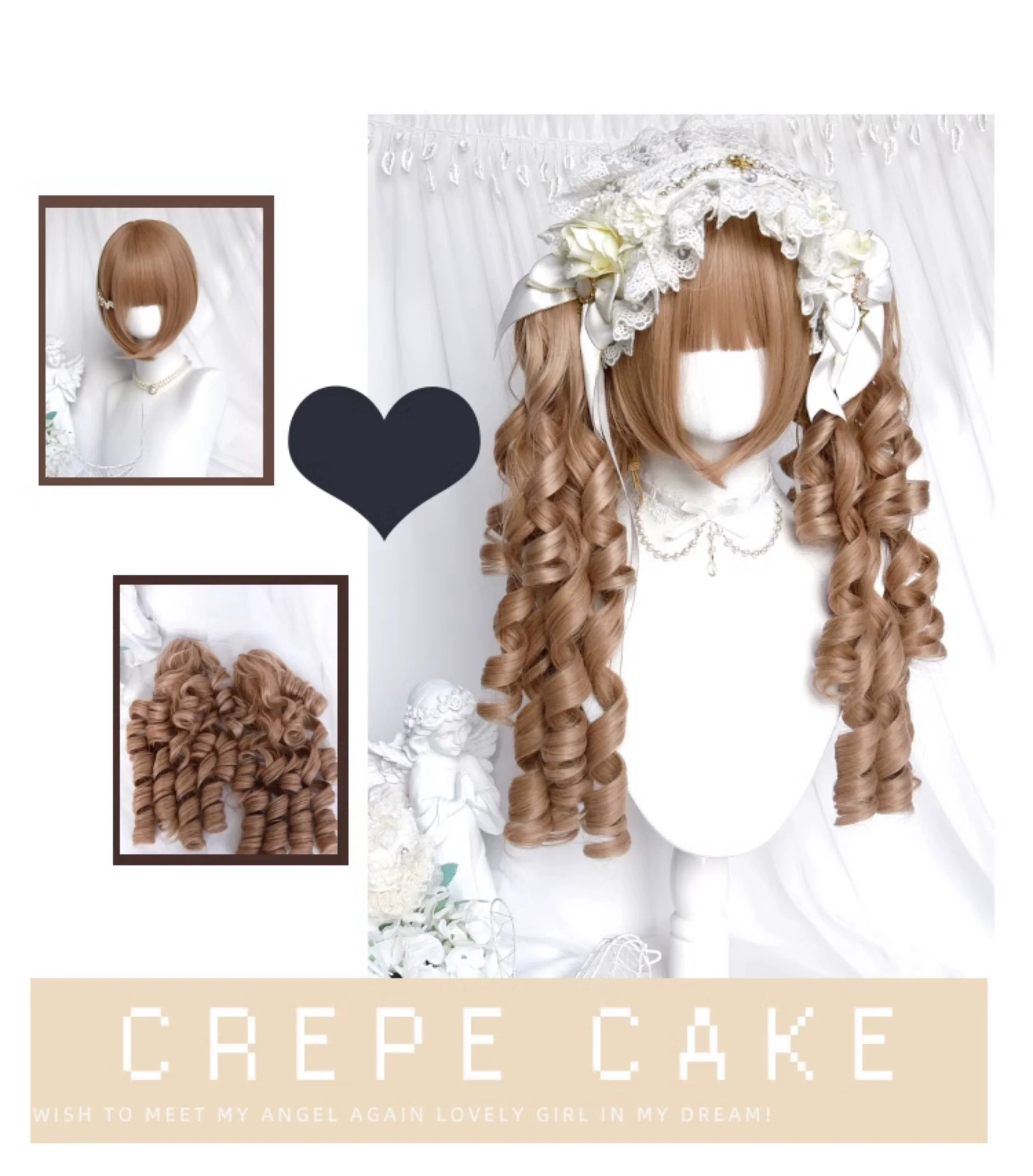 Sinwavy - Vintage Lolita Wig Double Ponytail Roman Roll Hair - Image 7