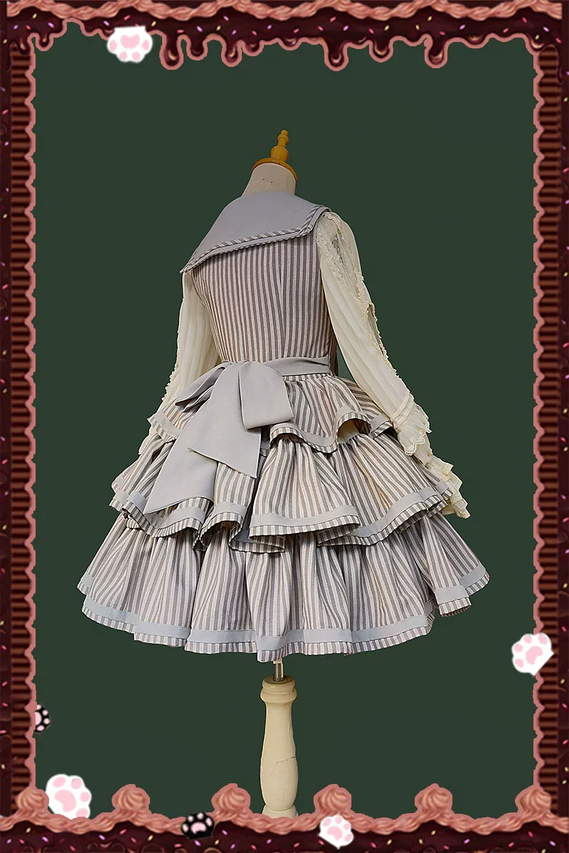 From Afar - Vintage Striped Peppy-Style Lolita JSK & Cape - Image 20