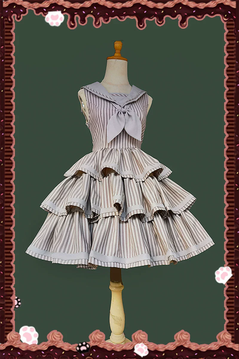 From Afar - Vintage Striped Peppy-Style Lolita JSK & Cape - Image 23