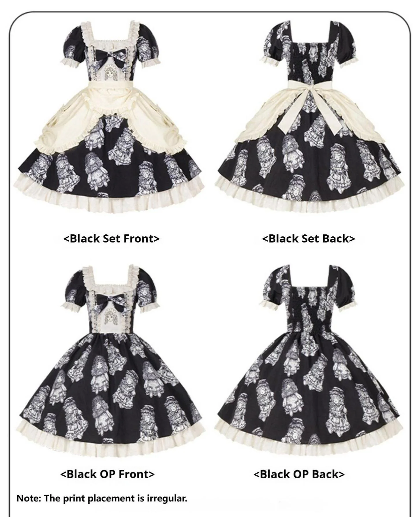 With PUJI - Doll Night - Vintage Twin Lolita OP Dress Embroidered Doll Dress - Image 12