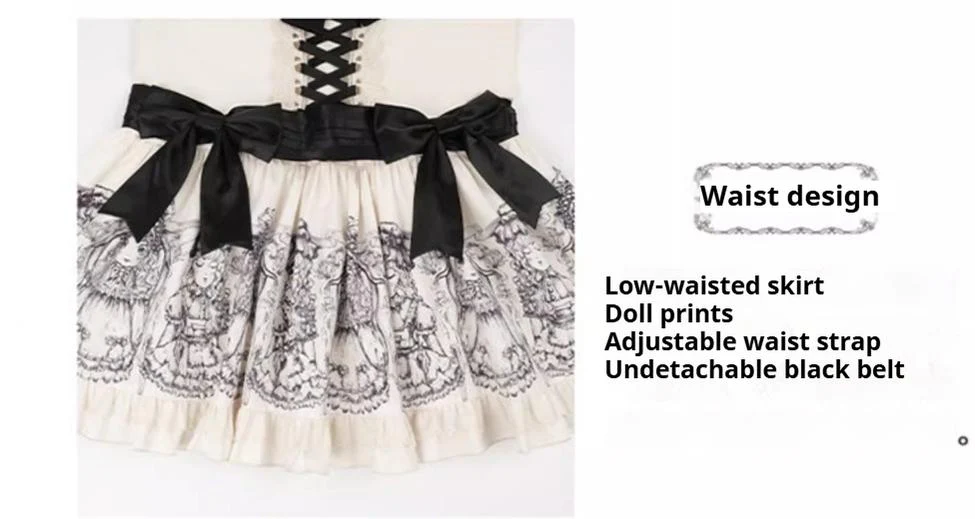 With PUJI - Doll Night - Vintage Twin Lolita OP Dress Embroidered Doll Dress - Image 15