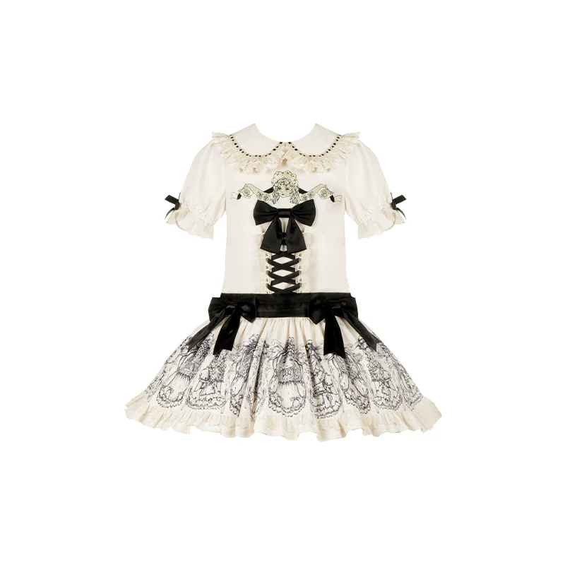 With PUJI - Doll Night - Vintage Twin Lolita OP Dress Embroidered Doll Dress - Image 6