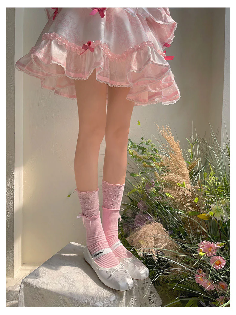 Sweet Lolita Accessory Patchwork Lace Pile Socks - Image 11