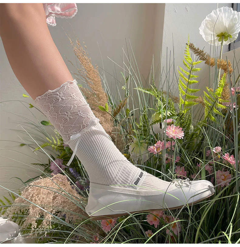 Sweet Lolita Accessory Patchwork Lace Pile Socks - Image 6