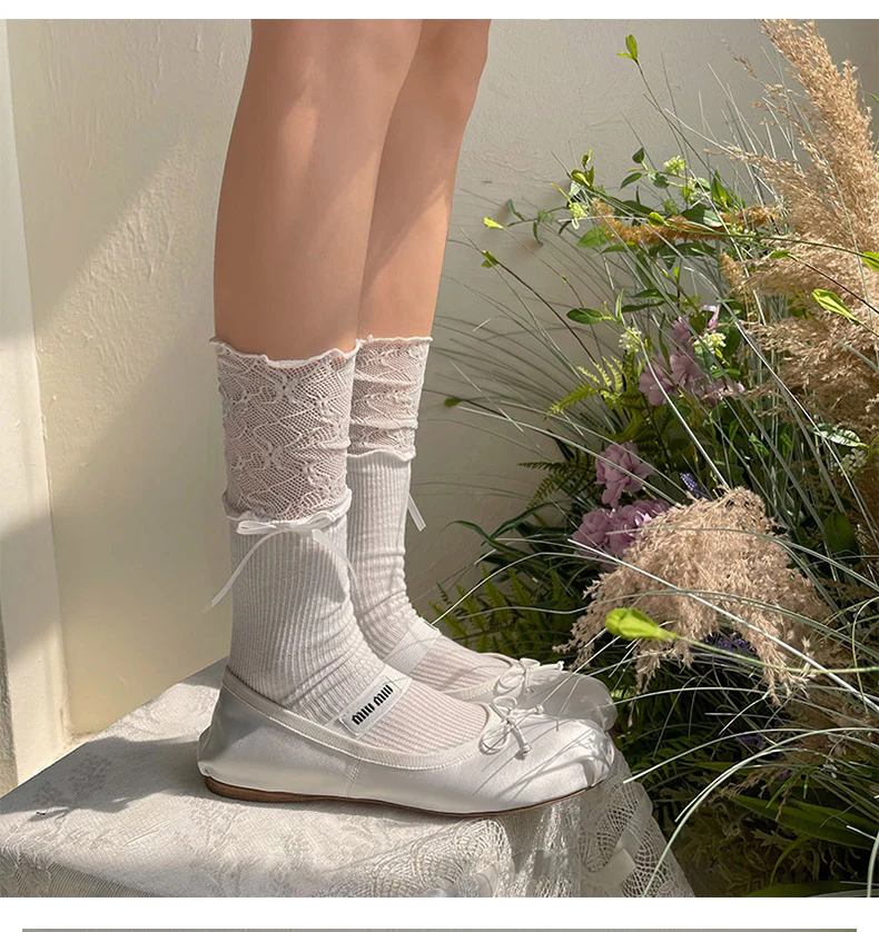 Sweet Lolita Accessory Patchwork Lace Pile Socks - Image 8