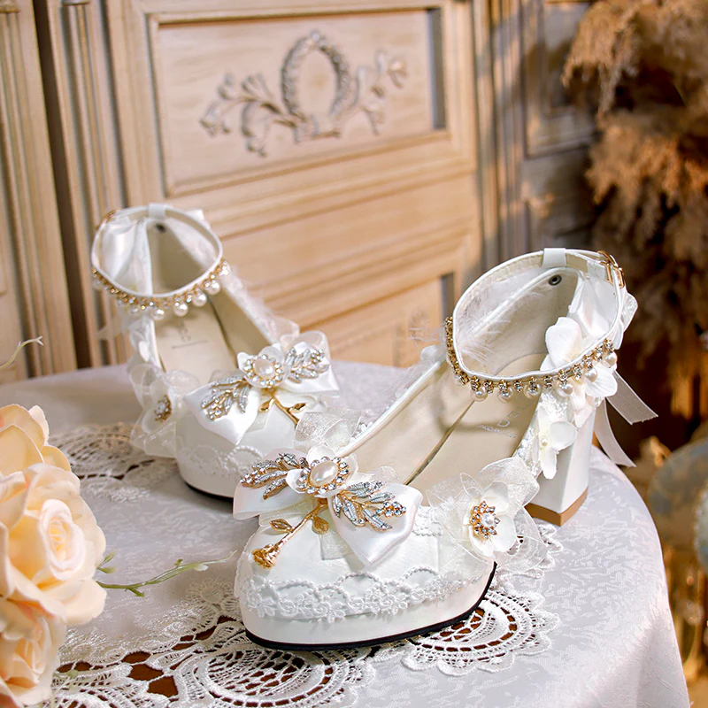 One Night - Wedding Lolita Floral Pointed Toe Heels - Image 3