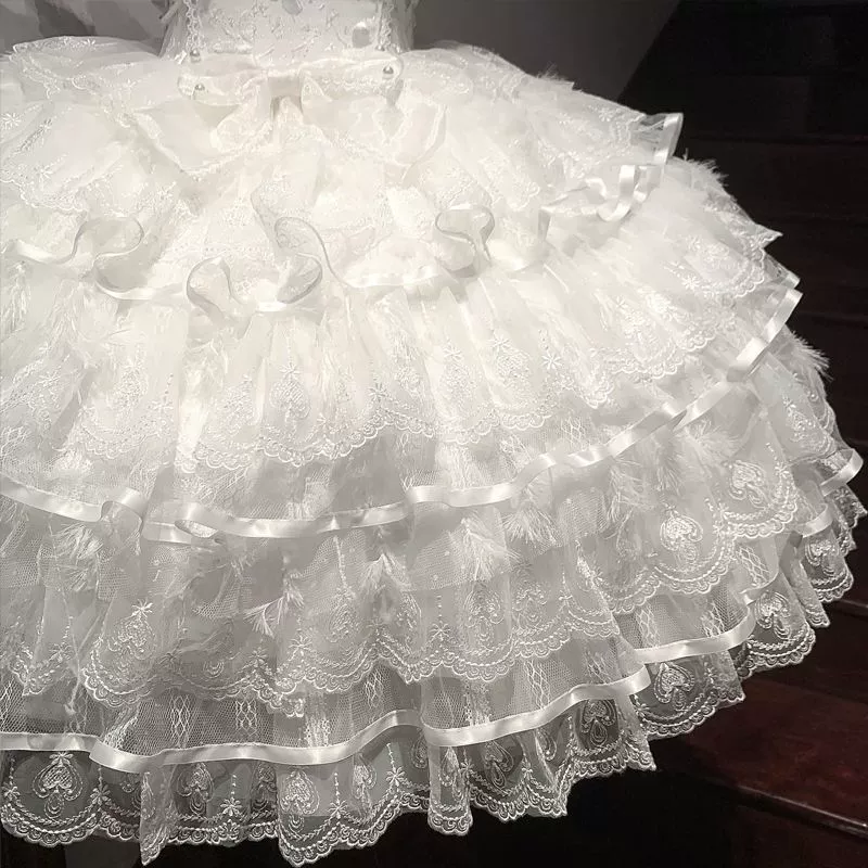 Hanguliang - Feather's Ballad - Wedding Lolita JSK Dress, Tiered Ruffles - Image 18