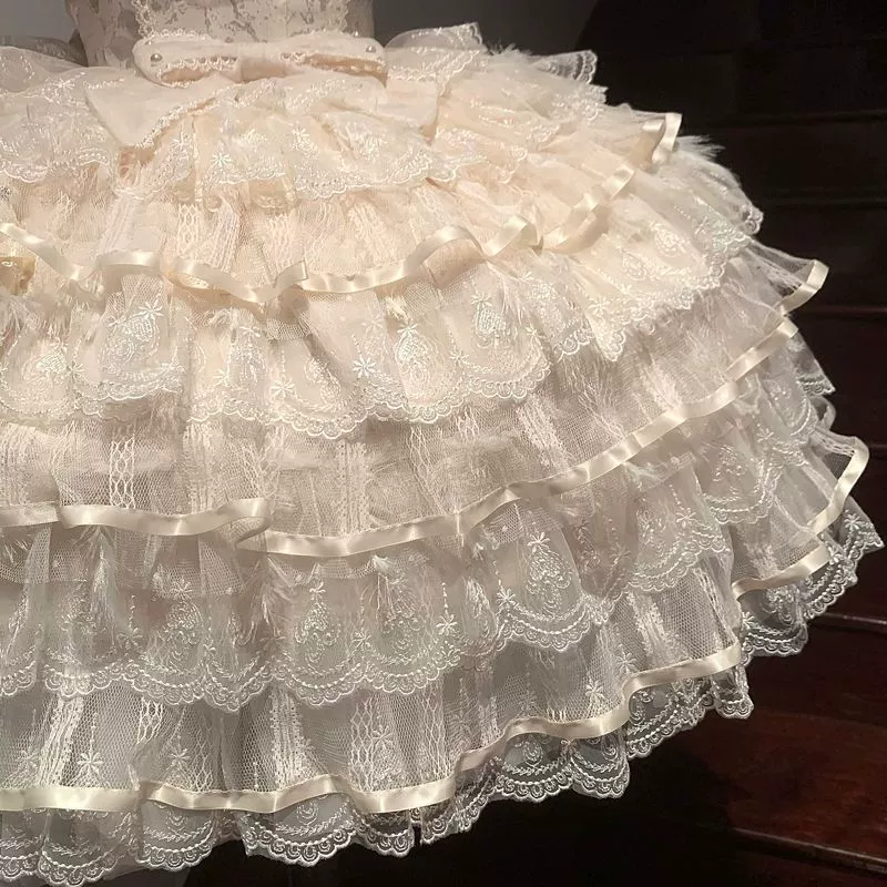 Hanguliang - Feather's Ballad - Wedding Lolita JSK Dress, Tiered Ruffles - Image 25
