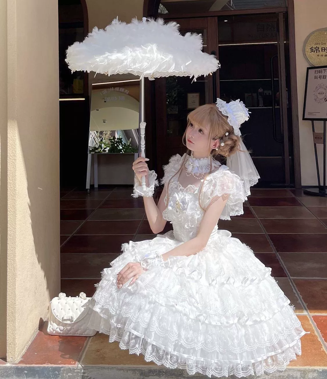 Hanguliang - Feather's Ballad - Wedding Lolita JSK Dress, Tiered Ruffles - Image 7