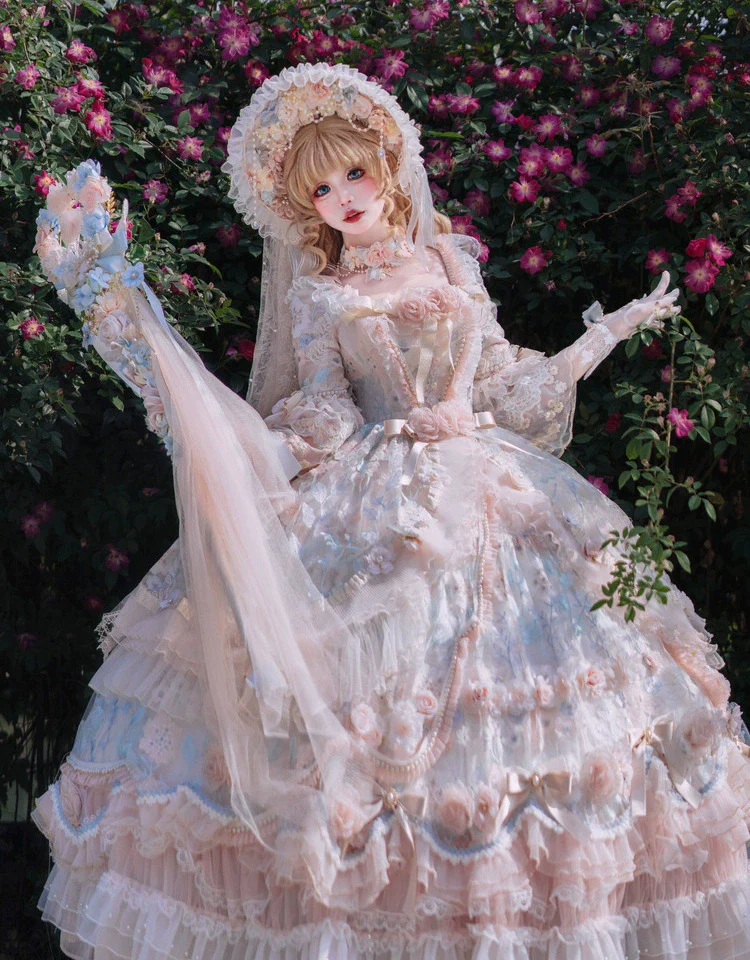Rose Banquet - Wedding Lolita OP Dress Chiffon Princess Tea Party Dress - Image 7