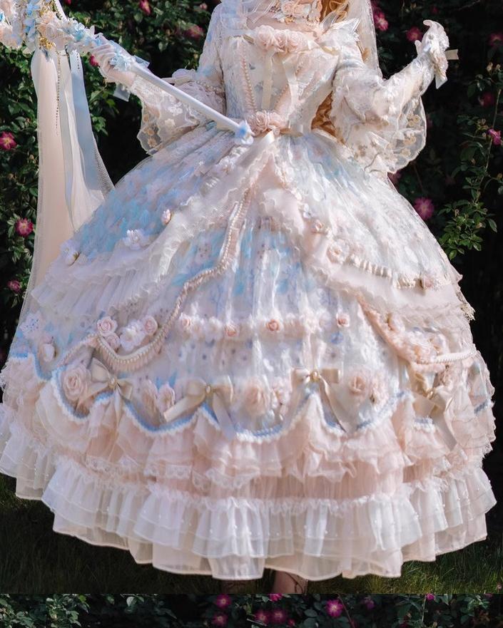 Rose Banquet - Wedding Lolita OP Dress Chiffon Princess Tea Party Dress - Image 8