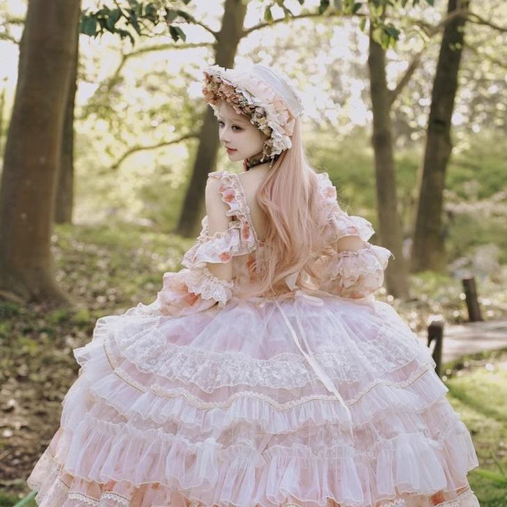 Rose Letter - Wedding Lolita Princess Dress Floral Printing Flounce Hem - Image 14
