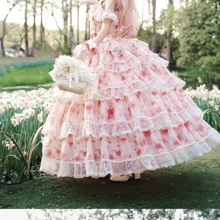 Rose Letter - Wedding Lolita Princess Dress Floral Printing Flounce Hem - Image 15