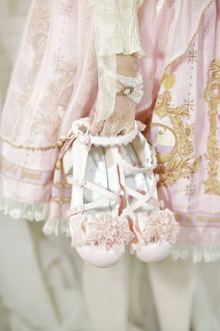 Spring Sakura - Wedding Sweet Lolita Heels Shoes, Floral Accent - Image 14