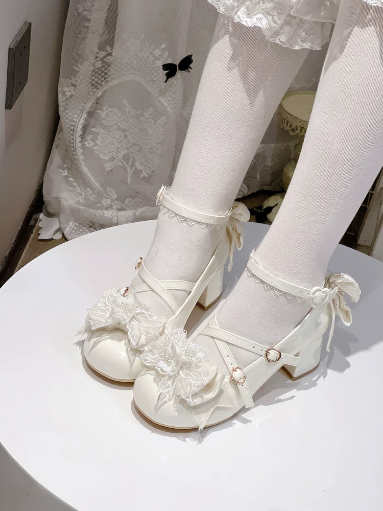 Spring Sakura - Wedding Sweet Lolita Heels Shoes, Floral Accent - Image 19