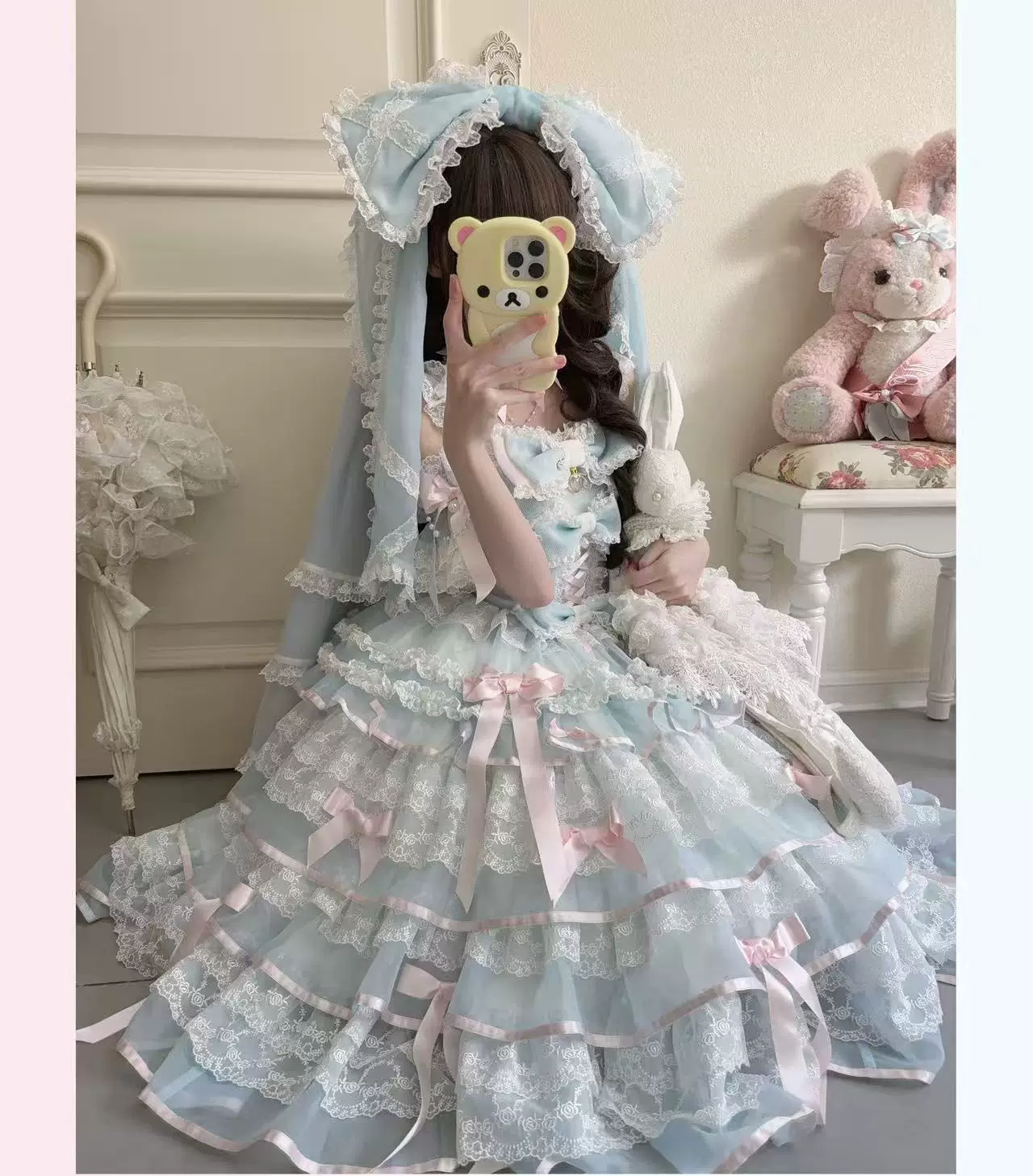 Sakura Snow Love Song - Wedding Sweet Lolita JSK Dress, Lace & Bows Details - Image 16