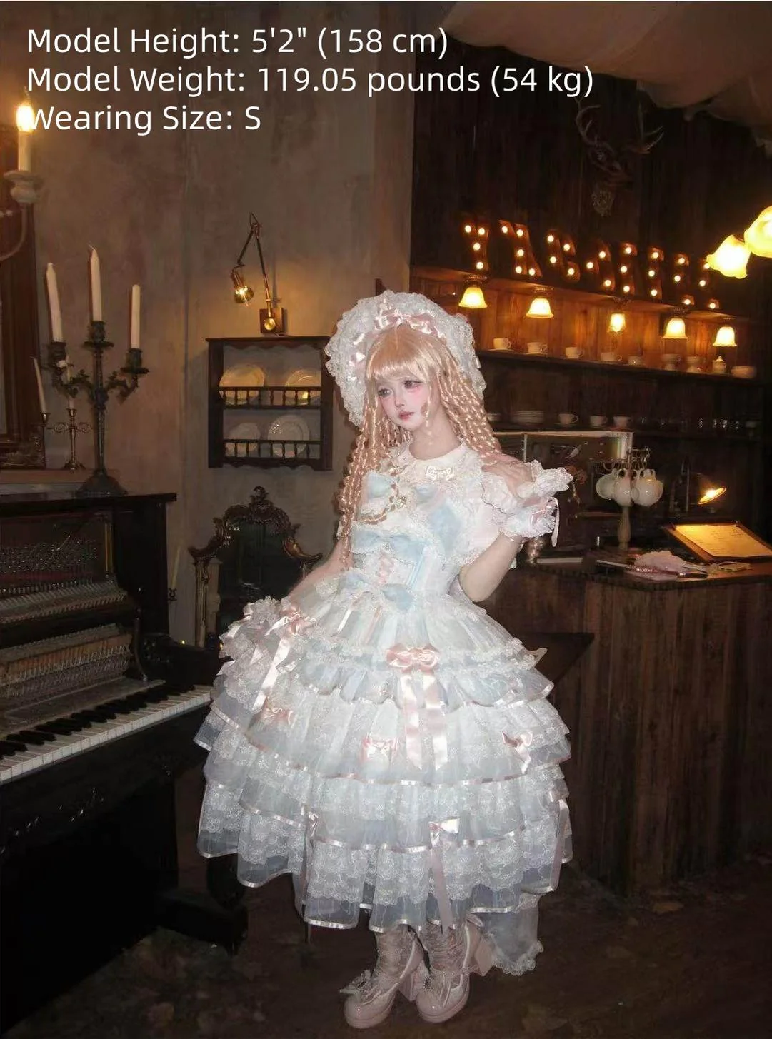 Sakura Snow Love Song - Wedding Sweet Lolita JSK Dress, Lace & Bows Details - Image 19