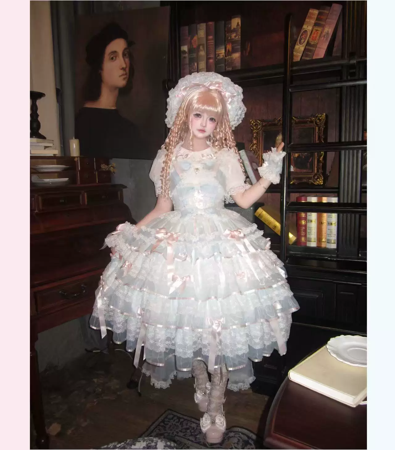 Sakura Snow Love Song - Wedding Sweet Lolita JSK Dress, Lace & Bows Details - Image 20