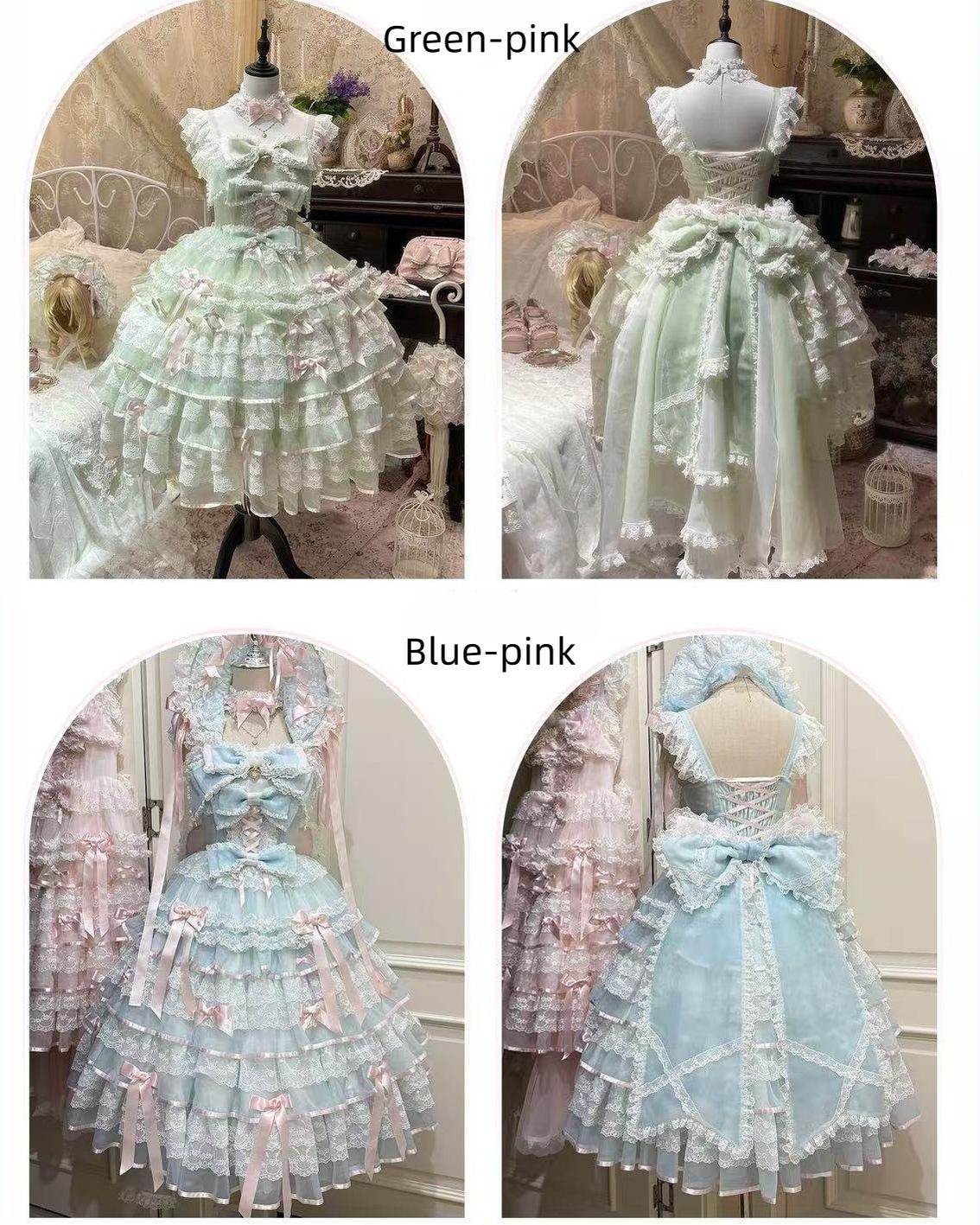 Sakura Snow Love Song - Wedding Sweet Lolita JSK Dress, Lace & Bows Details - Image 24
