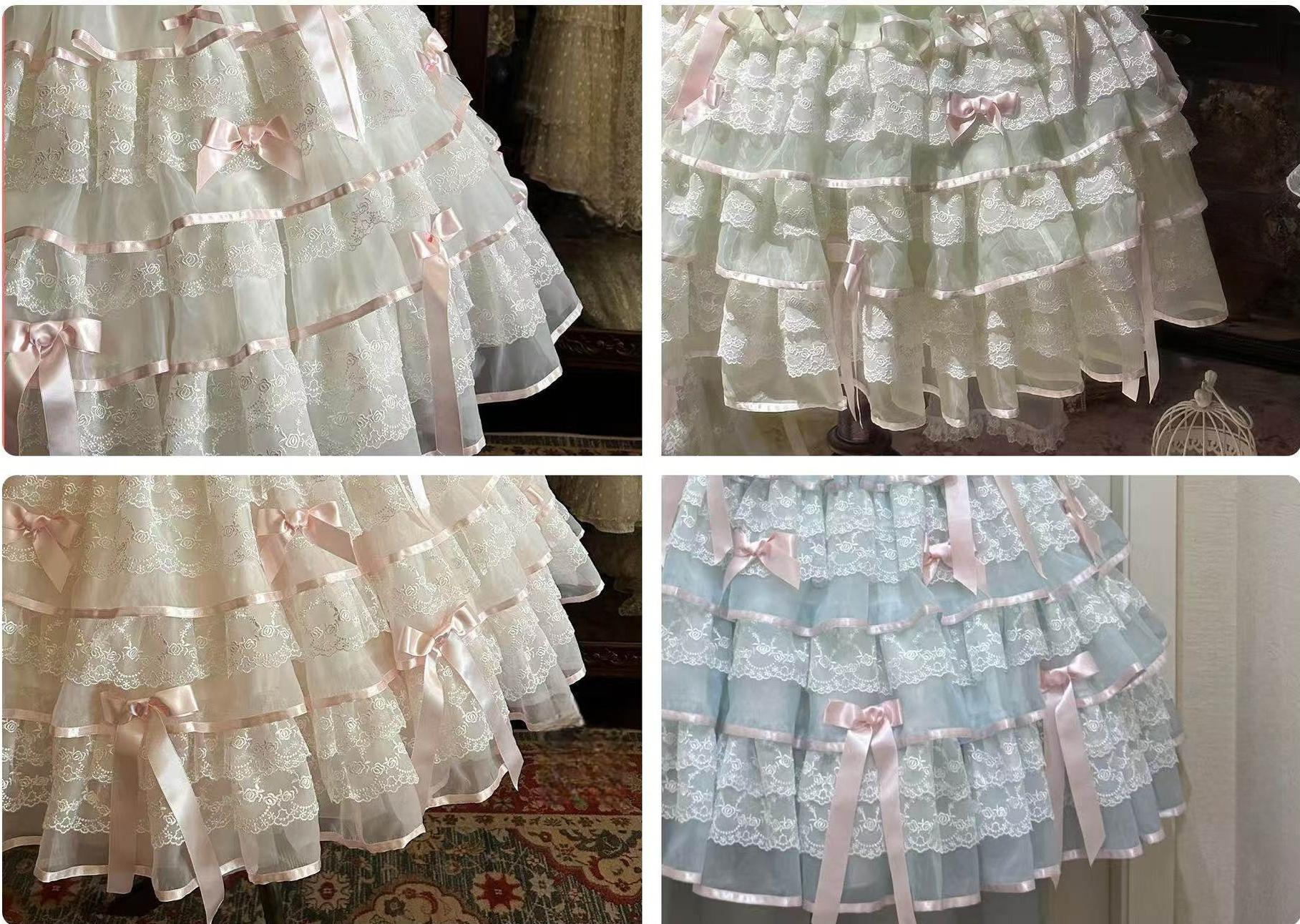 Sakura Snow Love Song - Wedding Sweet Lolita JSK Dress, Lace & Bows Details - Image 25