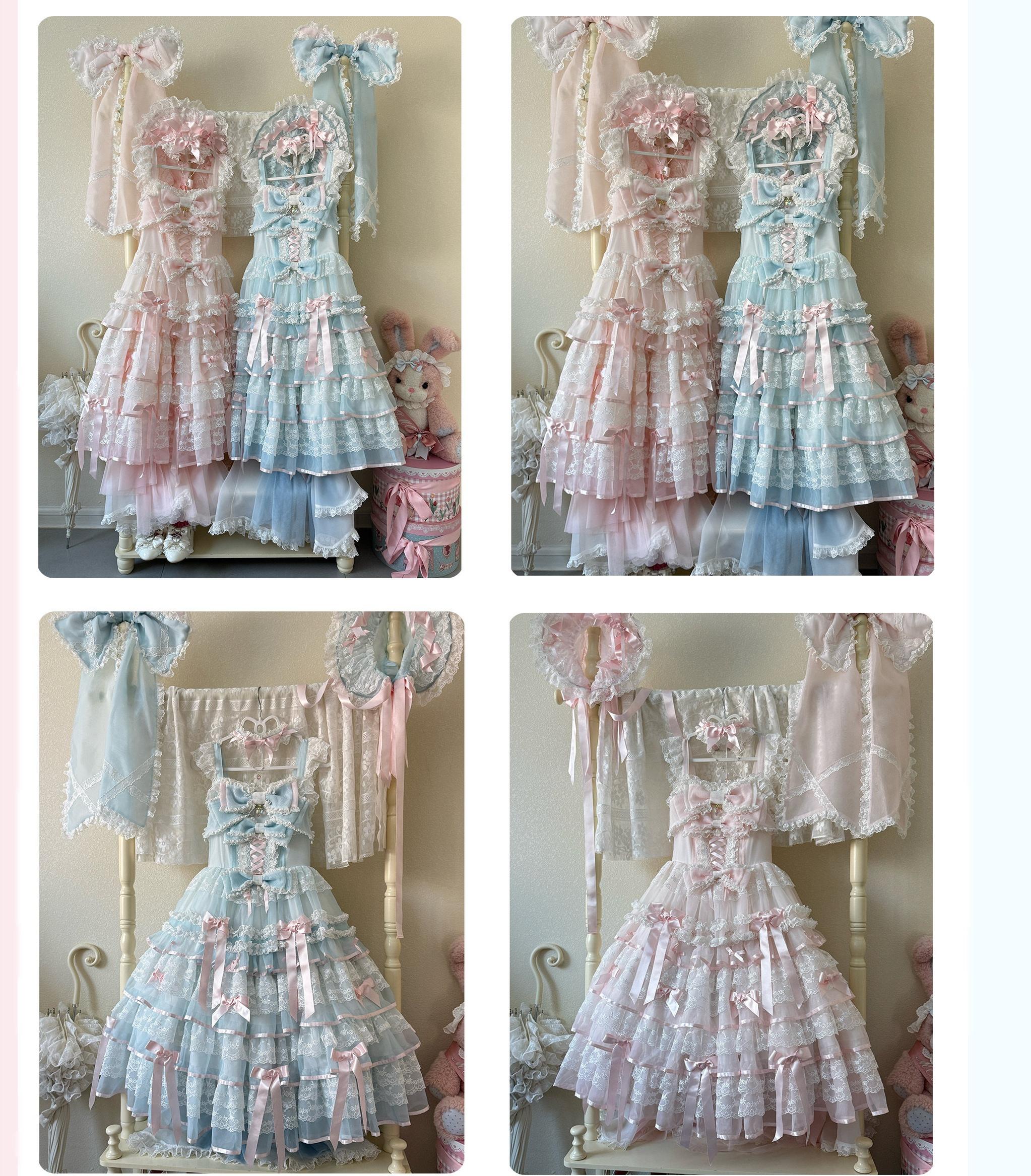 Sakura Snow Love Song - Wedding Sweet Lolita JSK Dress, Lace & Bows Details - Image 28