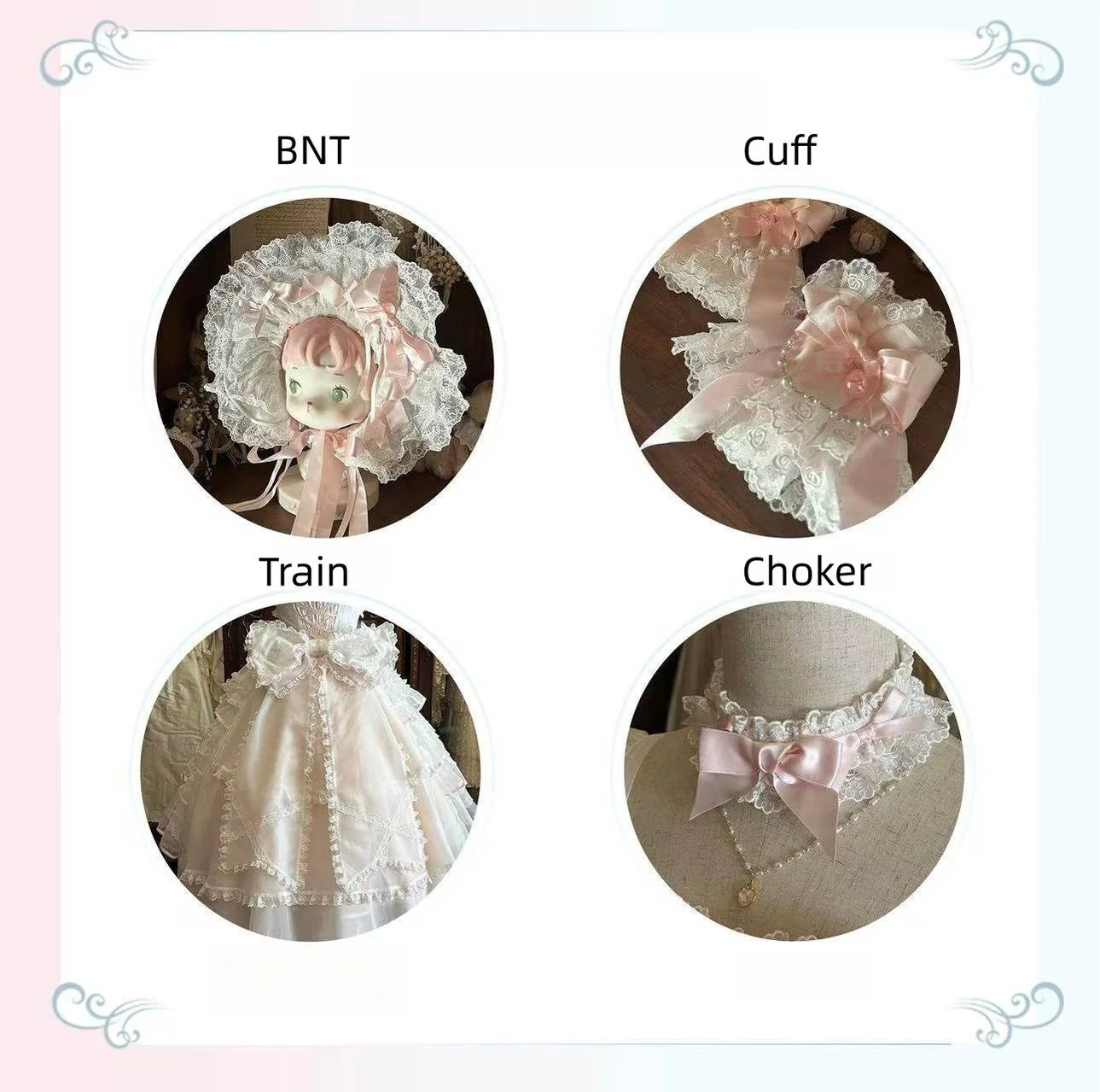 Sakura Snow Love Song - Wedding Sweet Lolita JSK Dress, Lace & Bows Details - Image 29